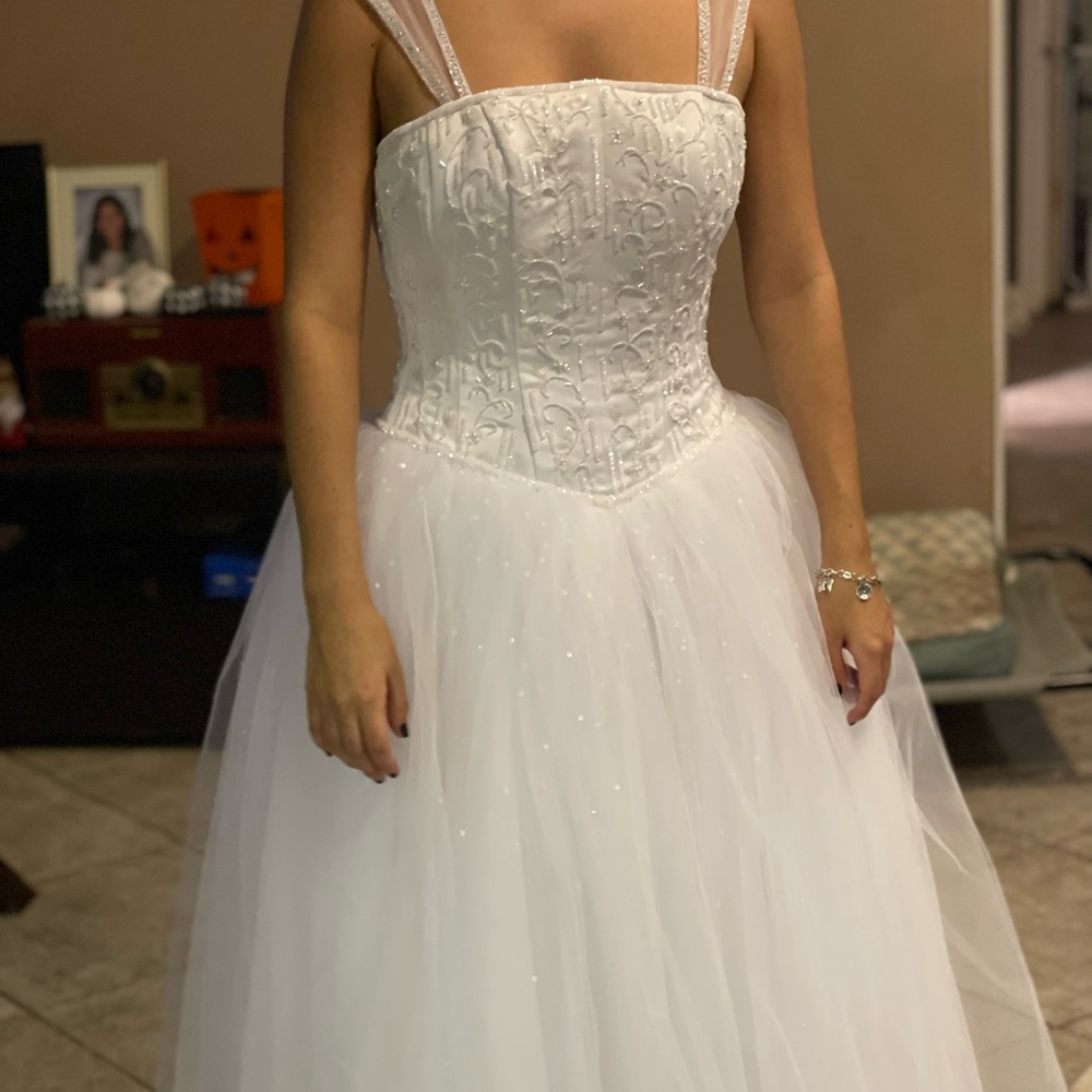 White beaded Cotillion Dress